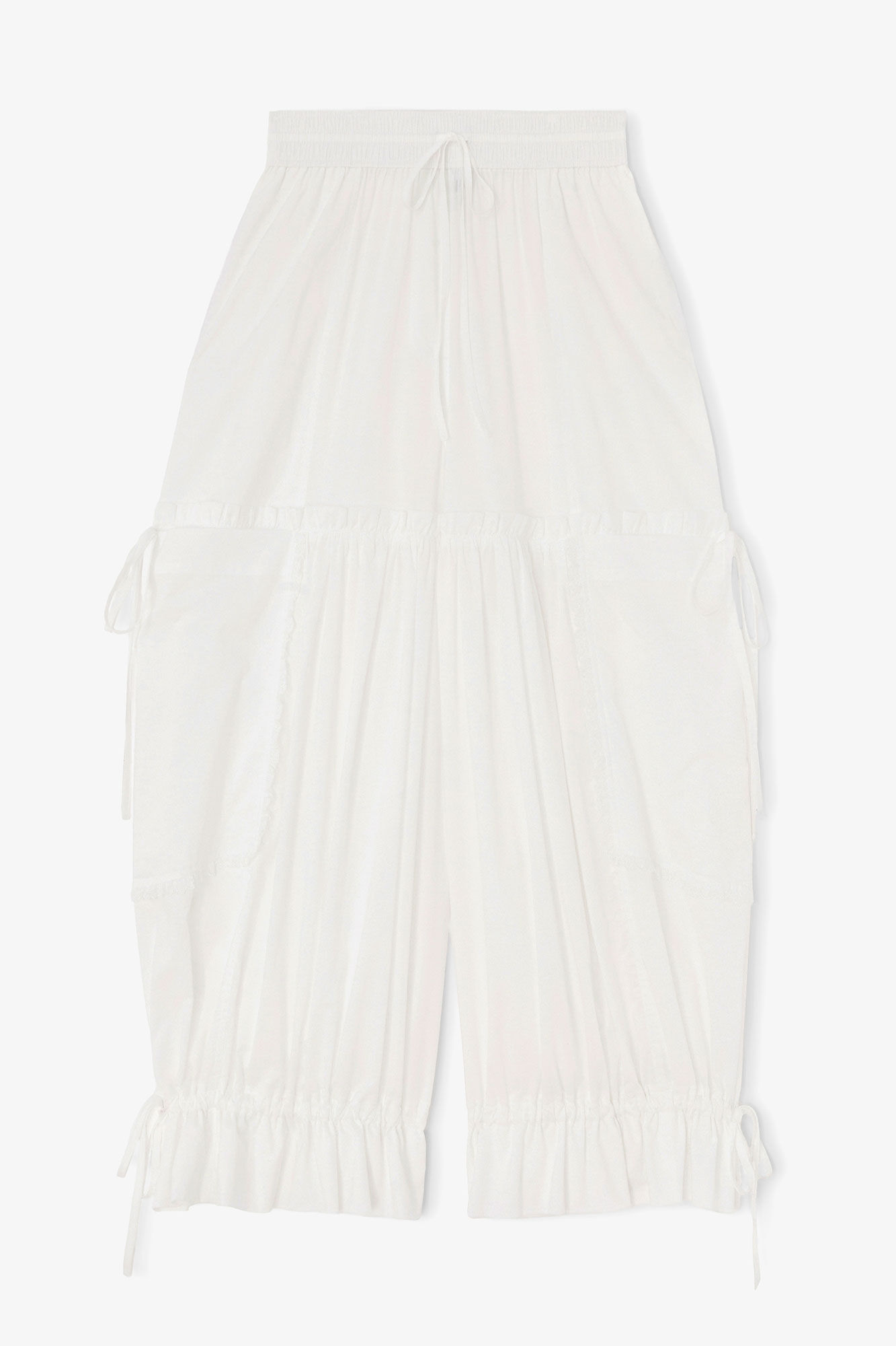 Trousers in White Cotton, Organic Cotton, in colour Bright White - 1 - GANNI