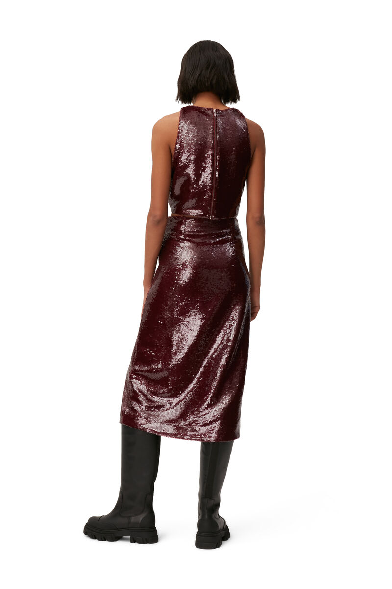 Sequins Midi Skirt, Recycled Polyester, in colour Port Royale - 4 - GANNI