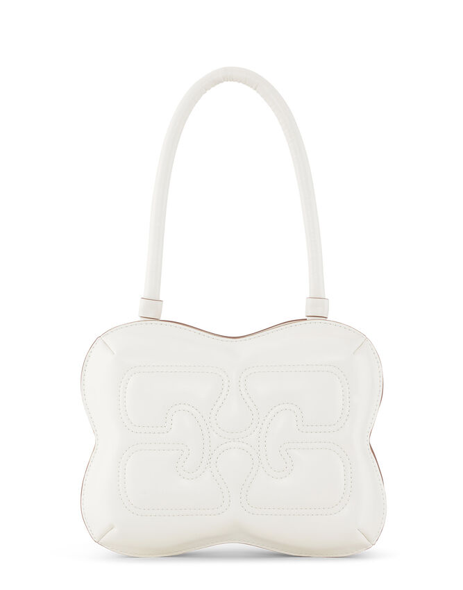 Ganni White Butterfly Top Handle Bag