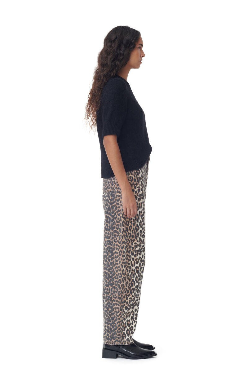 Leopard Denim Stary Jeans, Cotton, in colour Leopard - 2 - GANNI