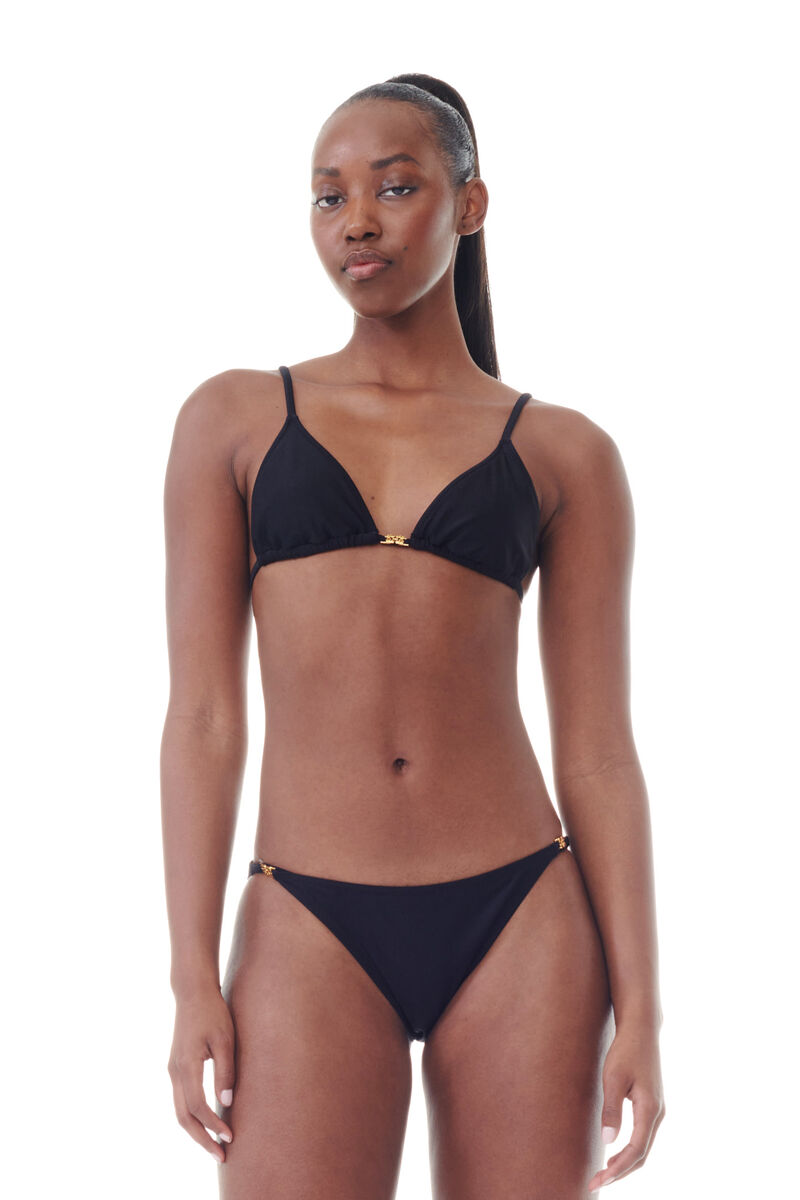 Black String Bikini överdel, Nylon, in colour Black - 1 - GANNI
