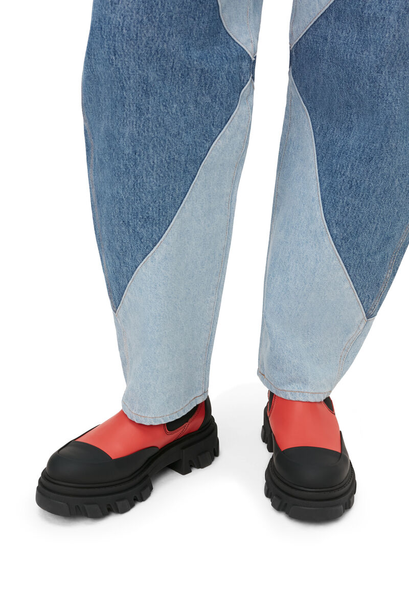 Cleated Mid Chelsea Boots, Leather, in colour Paprika - 4 - GANNI