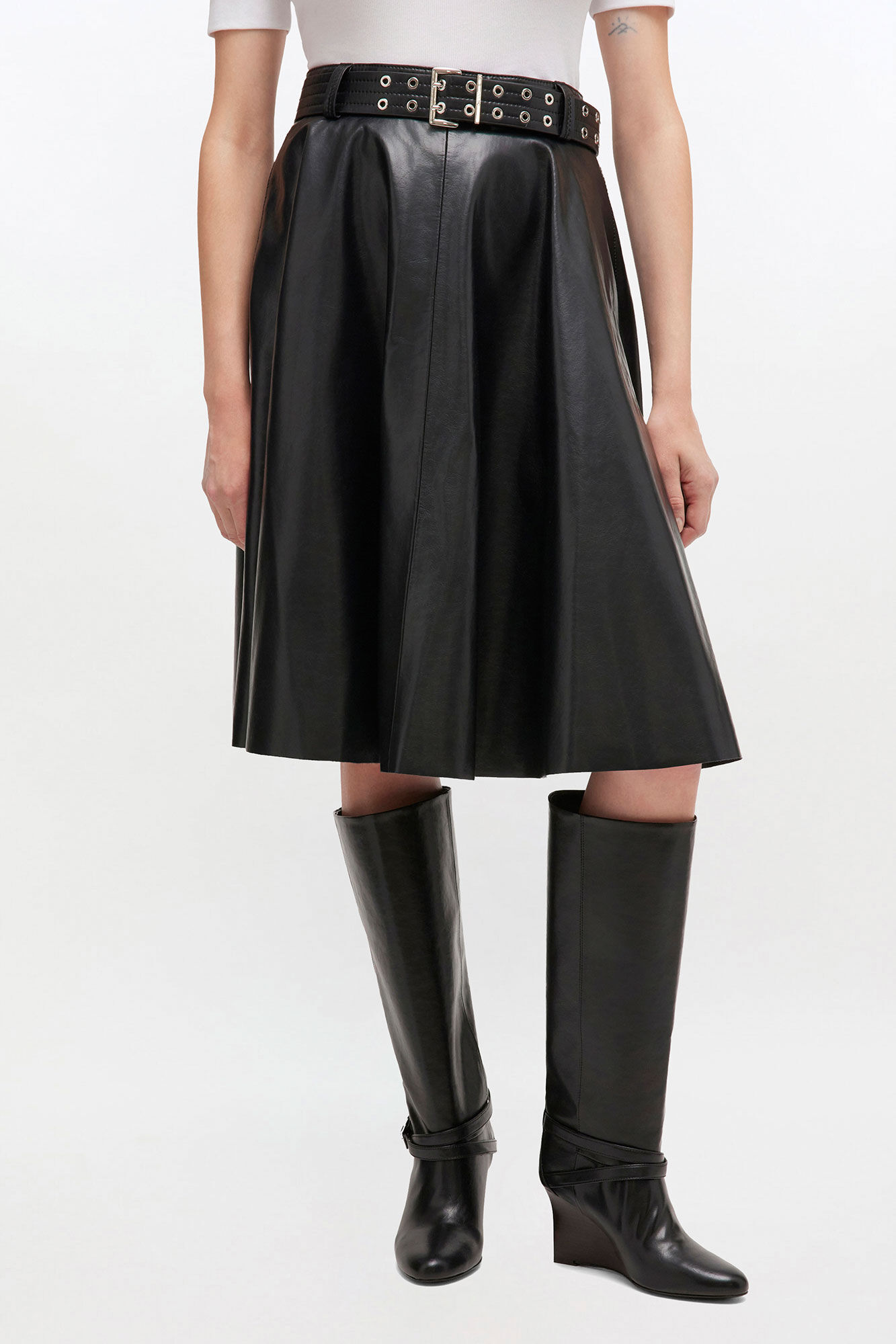 Recycled Leather Skirt, Recycled Leather, in colour Black - 2 - GANNI