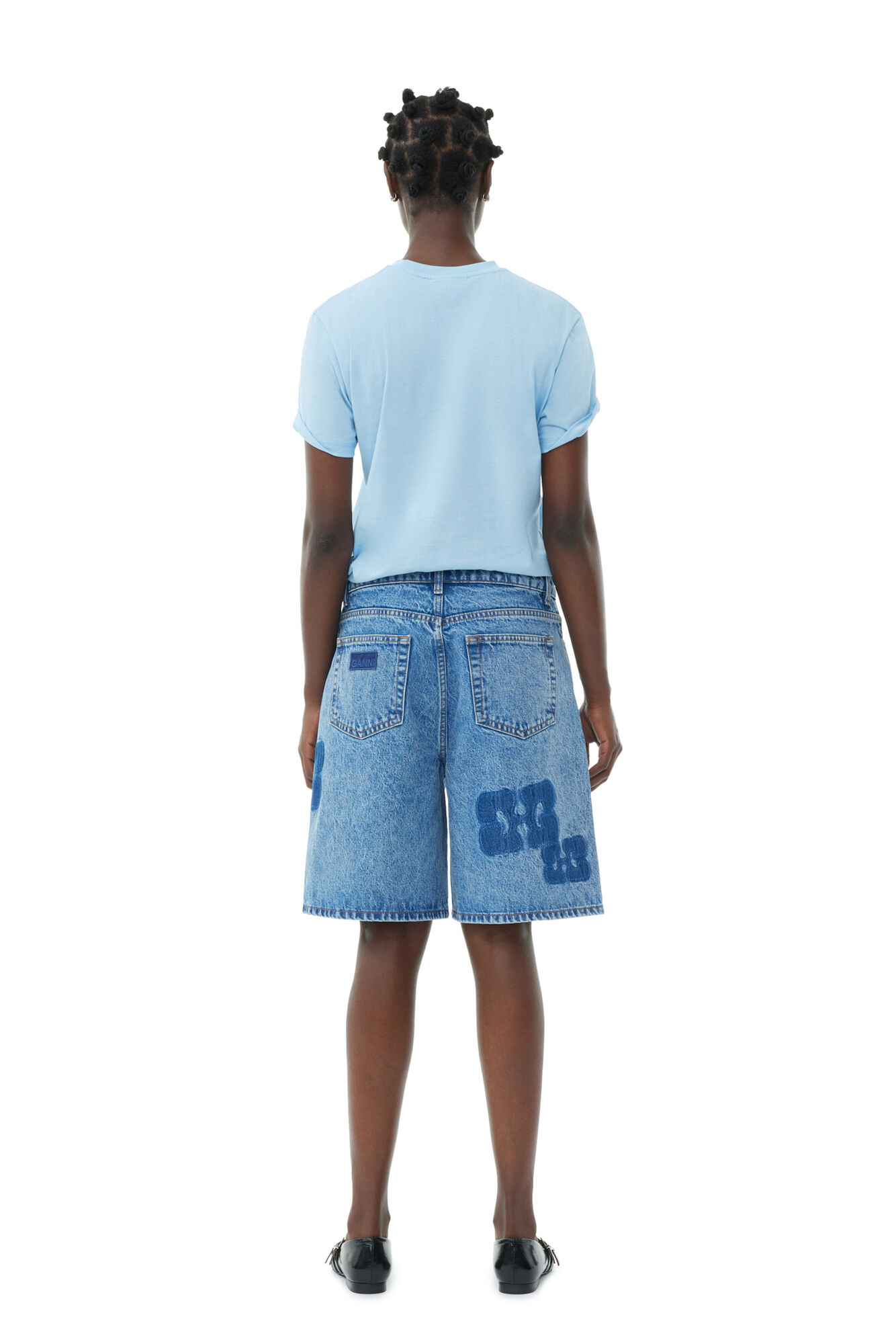 Blue Relaxed Loveclub T-shirt, Cotton, in colour Powder Blue - 4 - GANNI