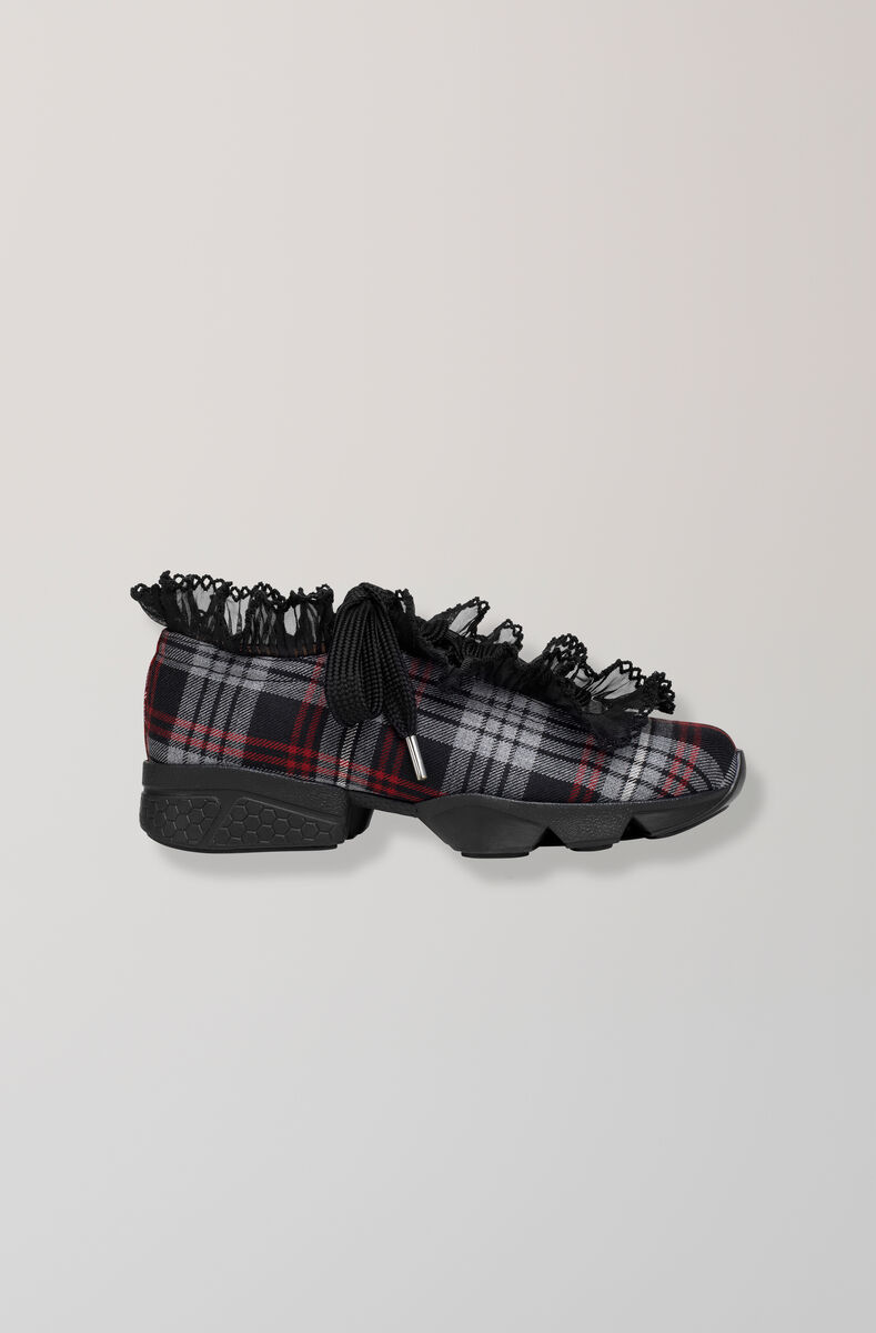 Fergus Tartan Sneakers, Cotton, in colour Black - 1 - GANNI