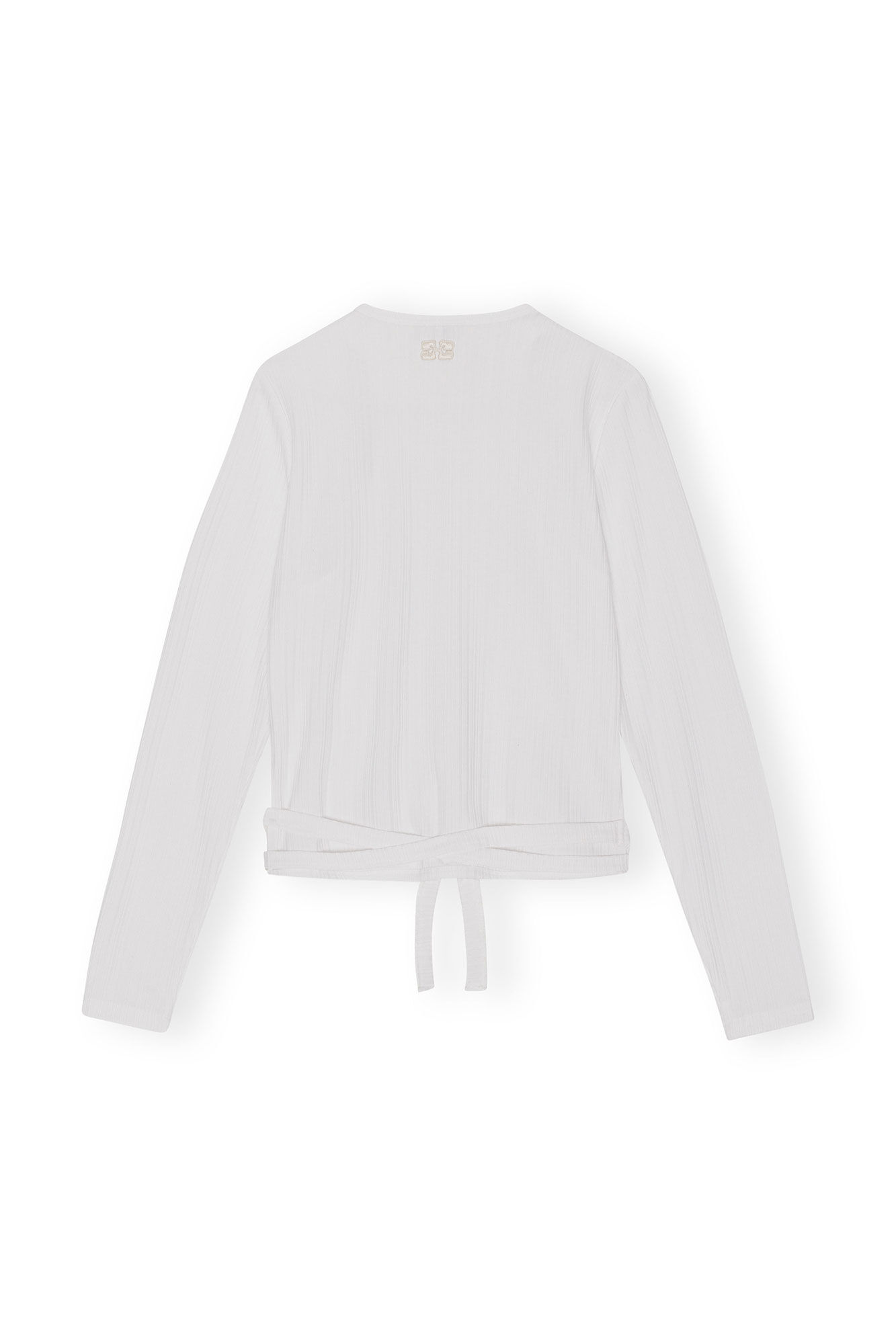 Rib Jersey Wrap Blouse, Elastane, in colour Bright White - 2 - GANNI