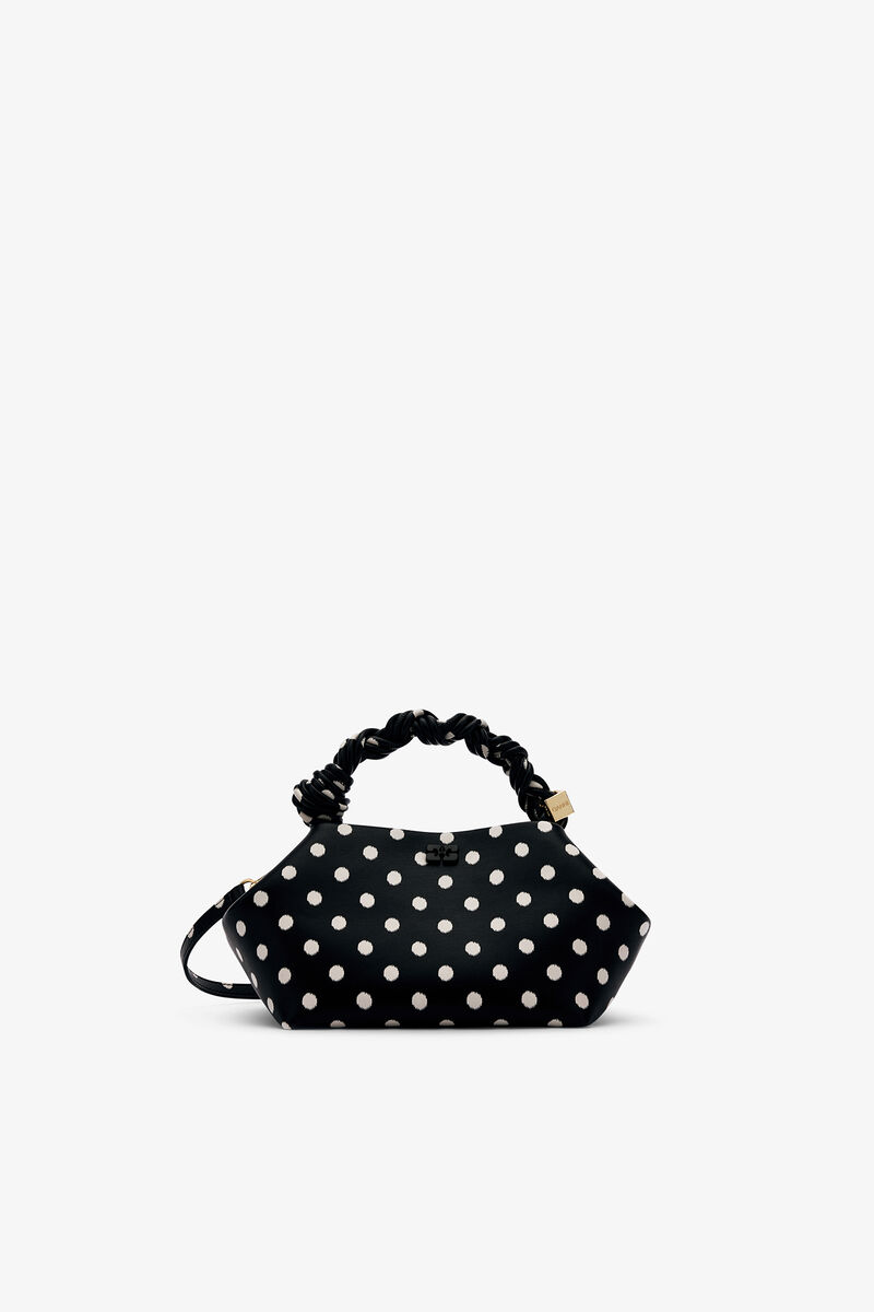 Polka-Dot Small Bou Bag, Recycled Leather, in colour Black - 1 - GANNI