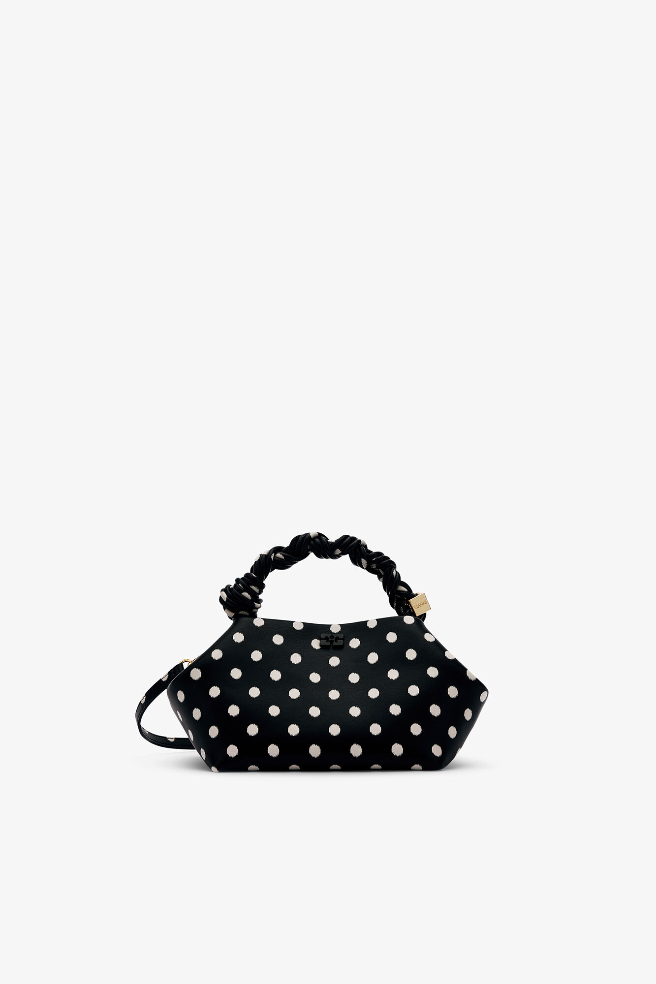 Polka-Dot Small Bou Bag, Recycled Leather, in colour Black - 1 - GANNI