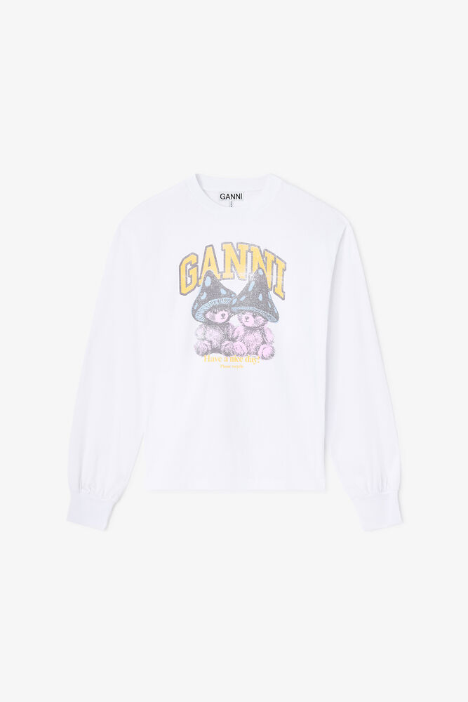 Long-sleeve T-shirt with Mushroom Teddy, Bright White