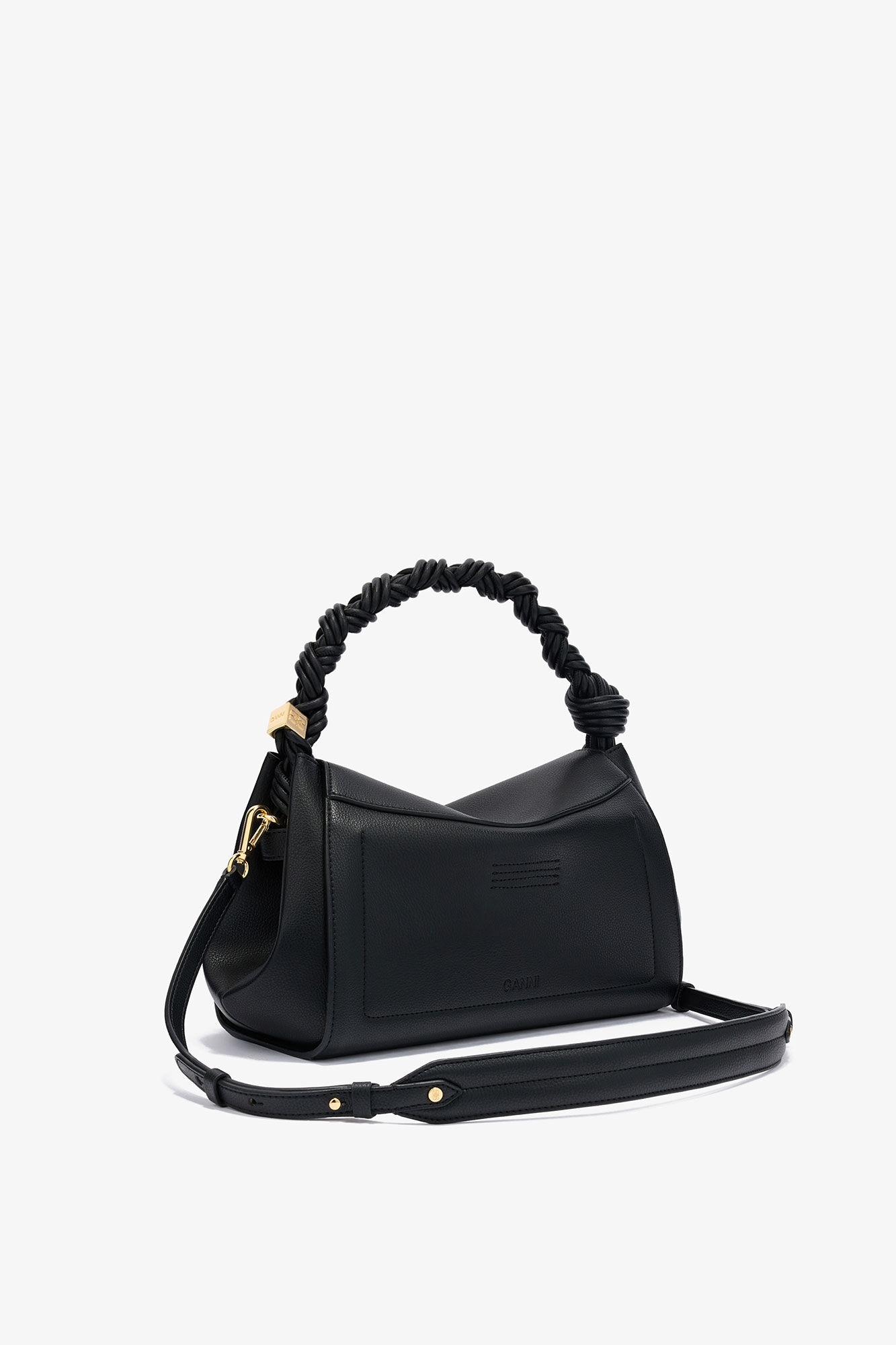 Very Bou taske grained i sort, Polyurethane, in colour Black - 2 - GANNI
