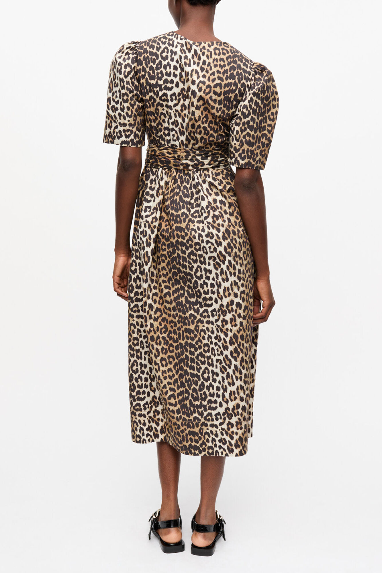 Leopard Printed Cotton Dress, Organic Cotton, in colour Leopard - 2 - GANNI