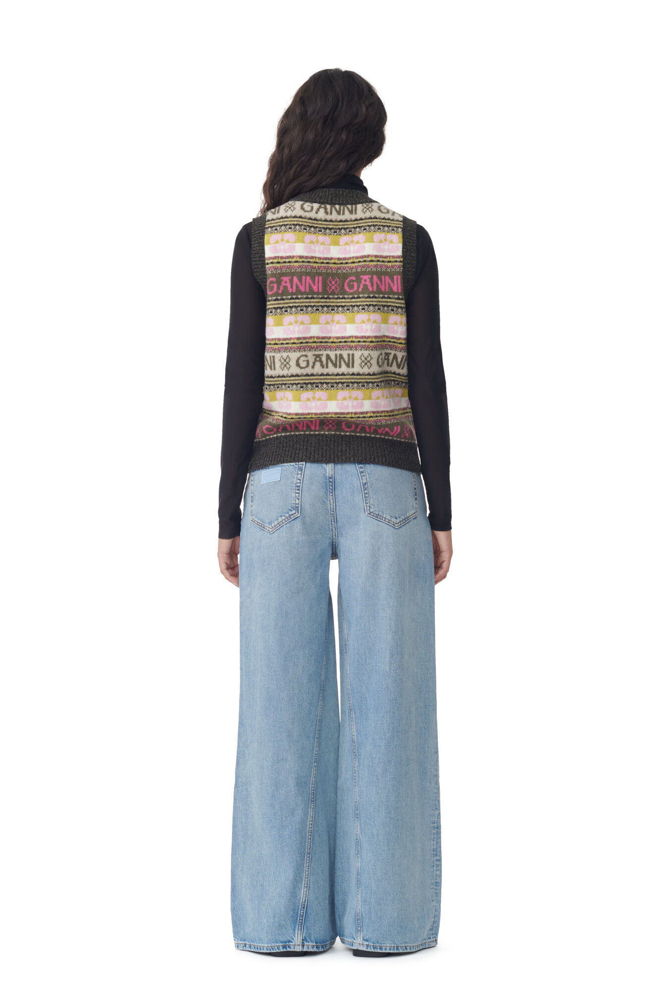 Green Logo Wool Mix Vest, Recycled Polyamide, in colour Kalamata - 4 - GANNI