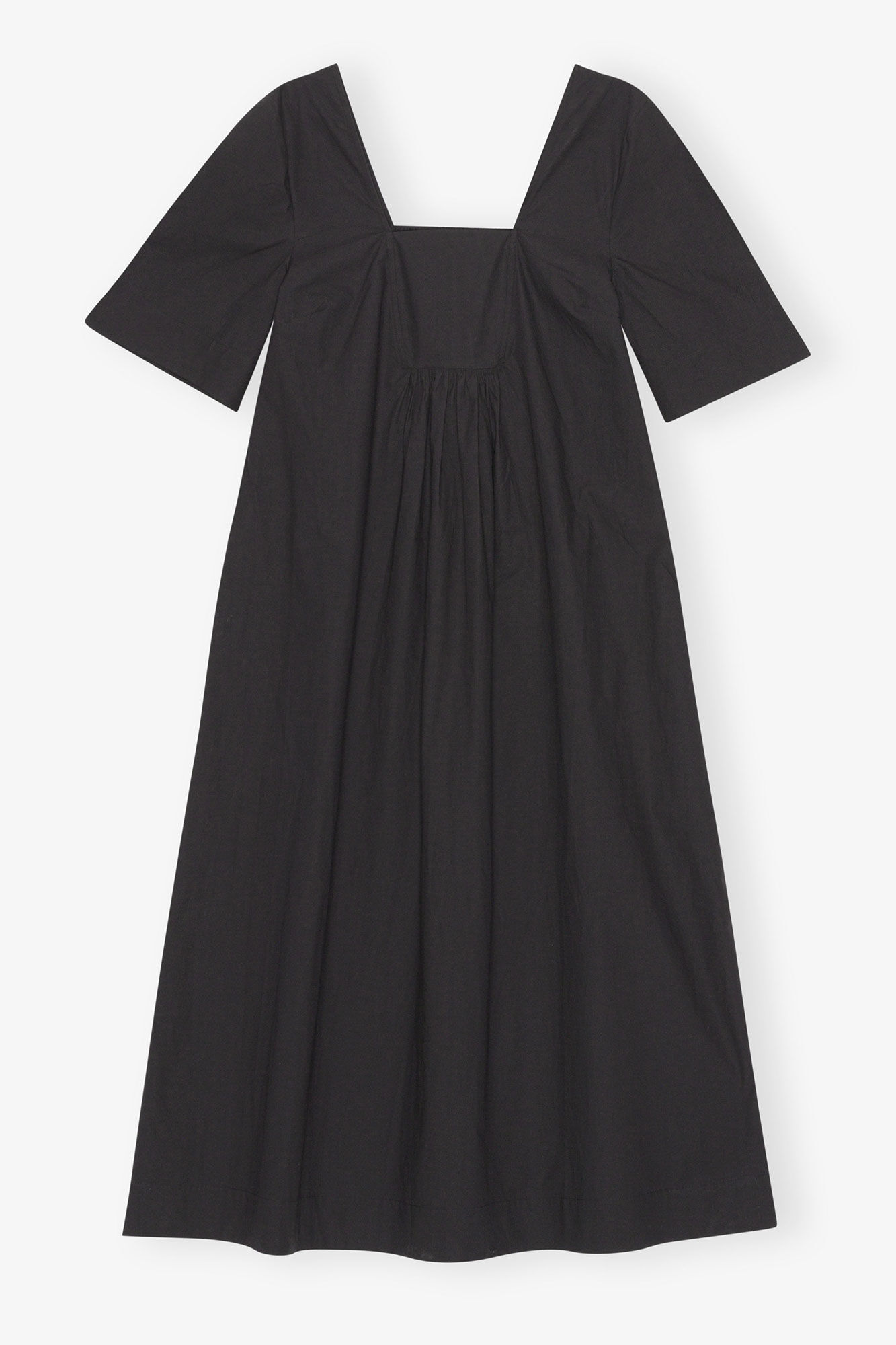 Cotton Poplin Open-neck Maxi Dress, Cotton, in colour Black - 1 - GANNI