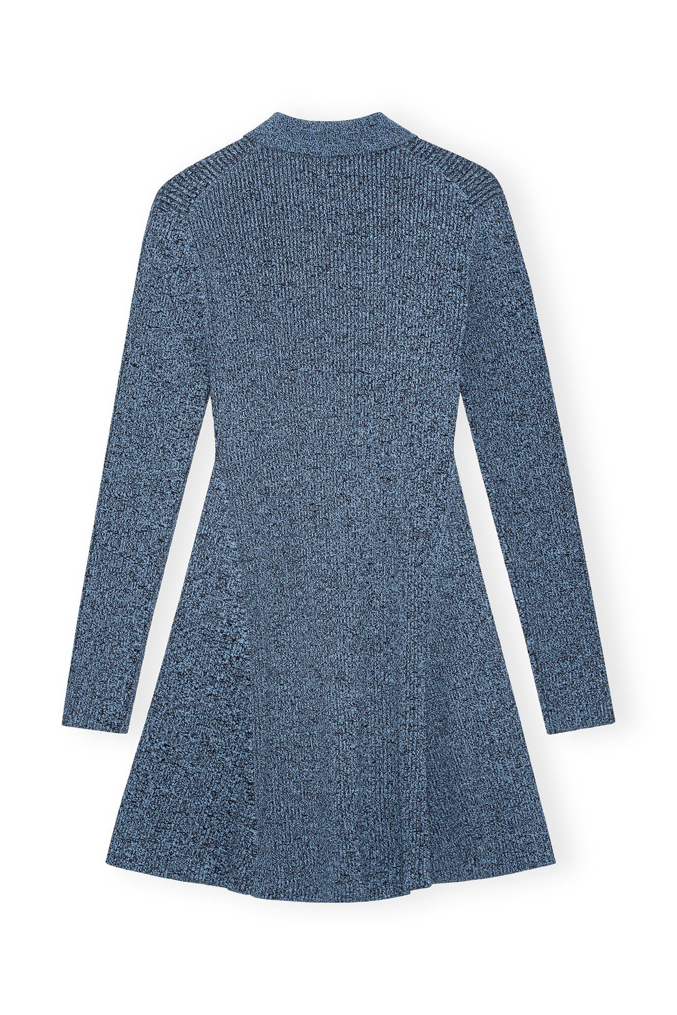 Blue Melange Knit Mini Dress, Elastane, in colour Silver Lake Blue - 2 - GANNI