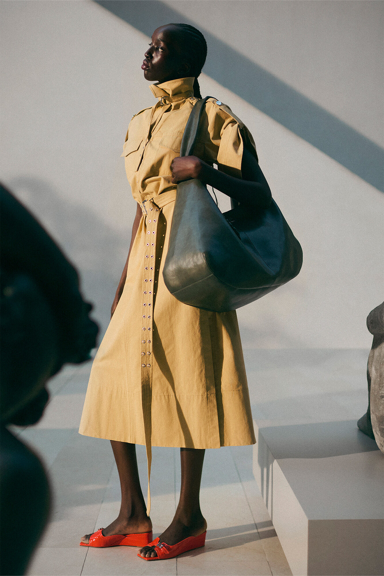 Steal Grey XXL Hobo Bag, Lyocell, in colour Steal Grey - 2 - GANNI