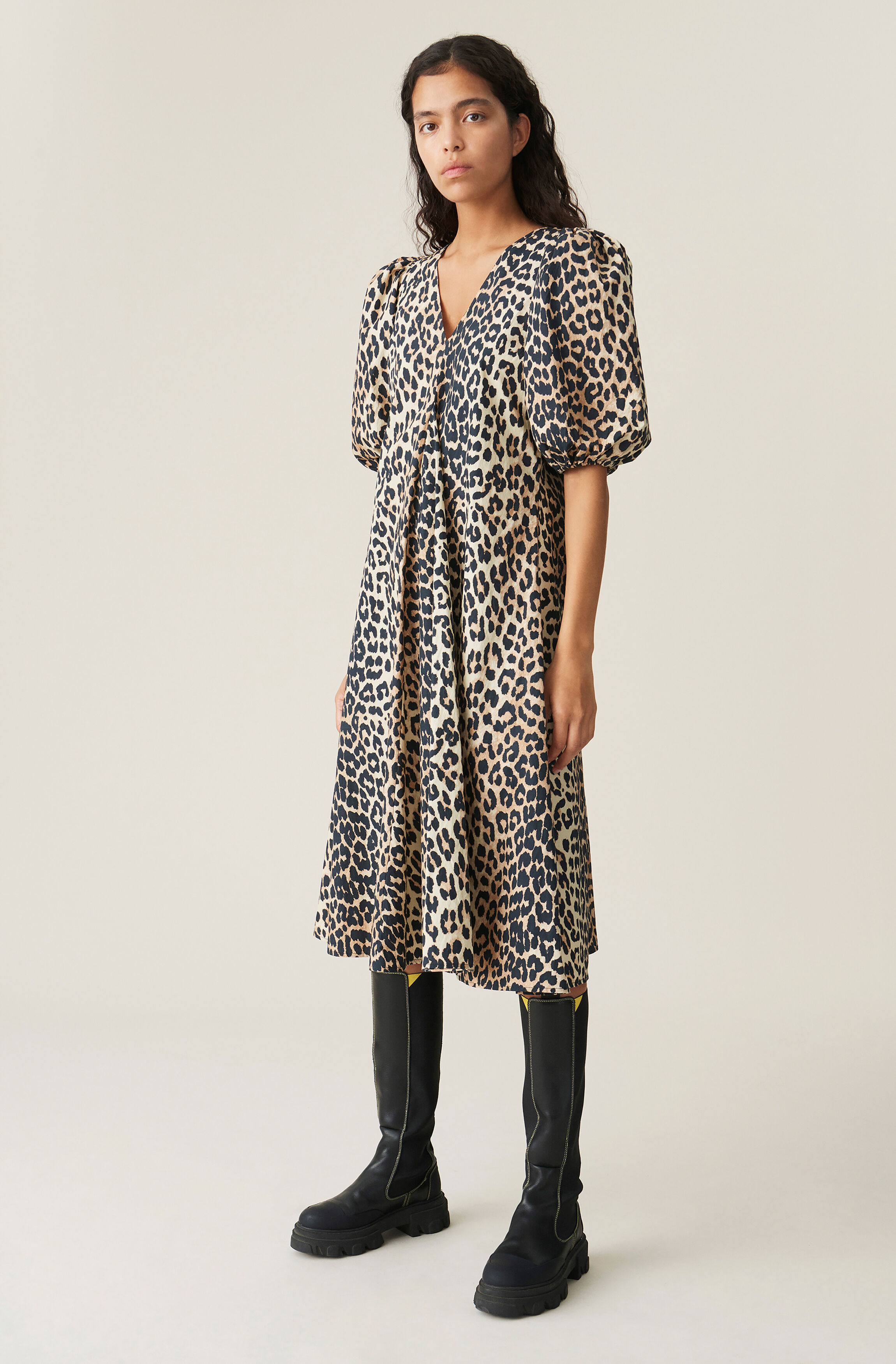 Ganni printed cotton poplin dress clearance