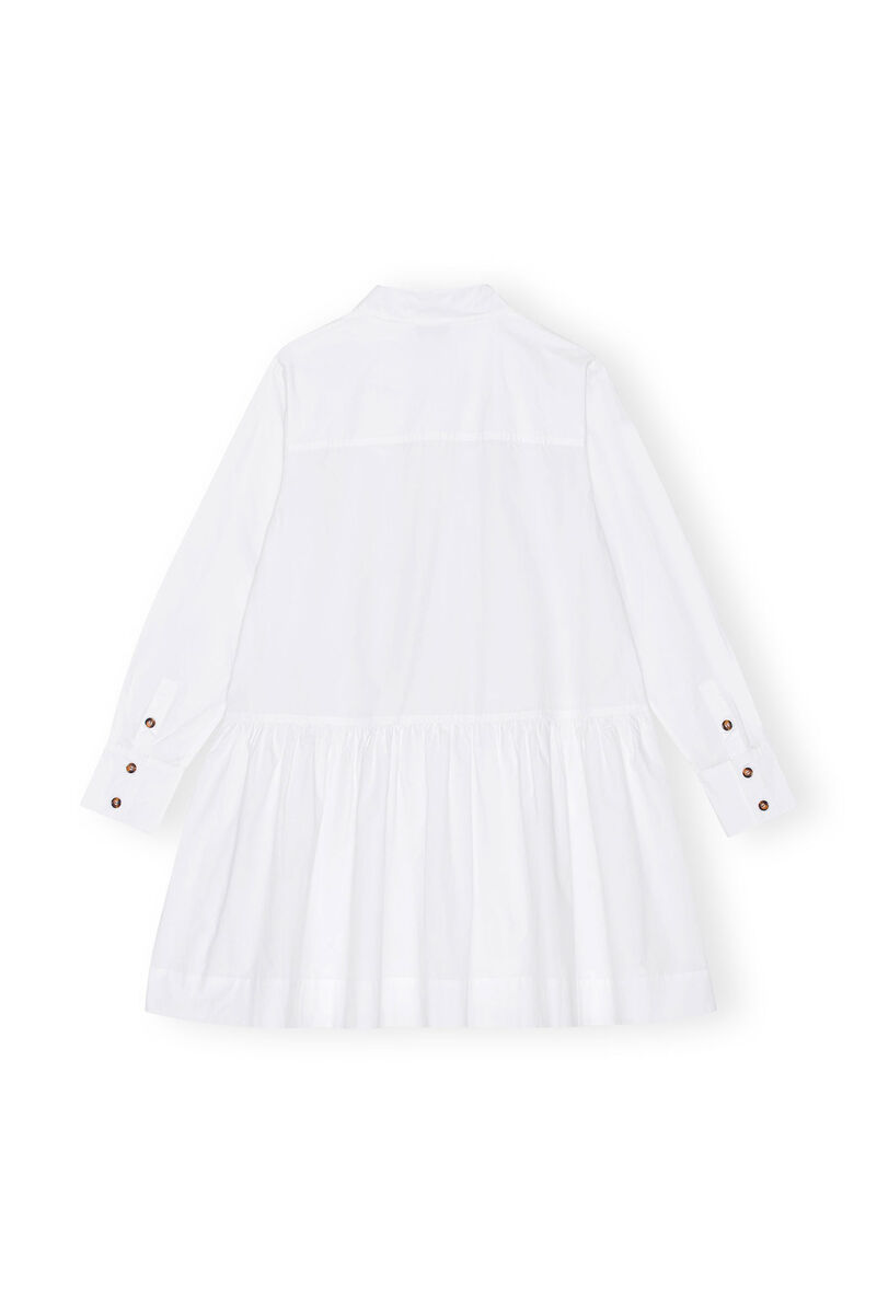White Cotton Poplin Mini Shirt Dress, Cotton, in colour Bright White - 2 - GANNI