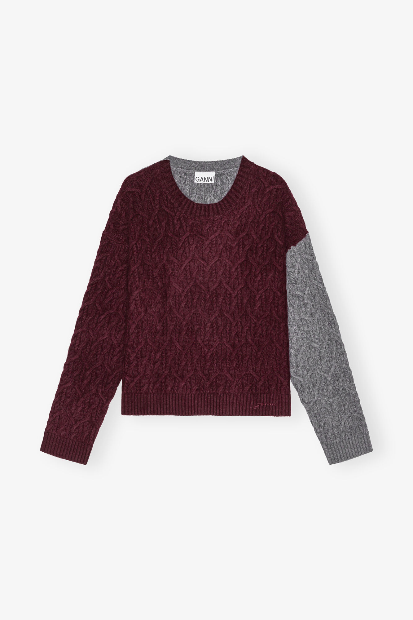 Wool Cashmere Cable Knit Jumper, Cashmere, in colour Port Royale - 1 - GANNI