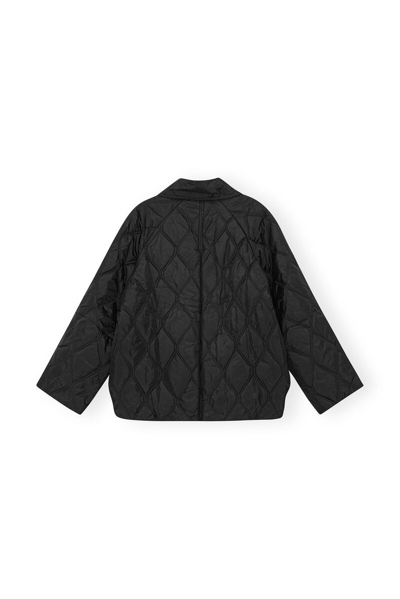 Black Ripstop Quilt Jacke, Recycled Polyester, in colour Black - 2 - GANNI