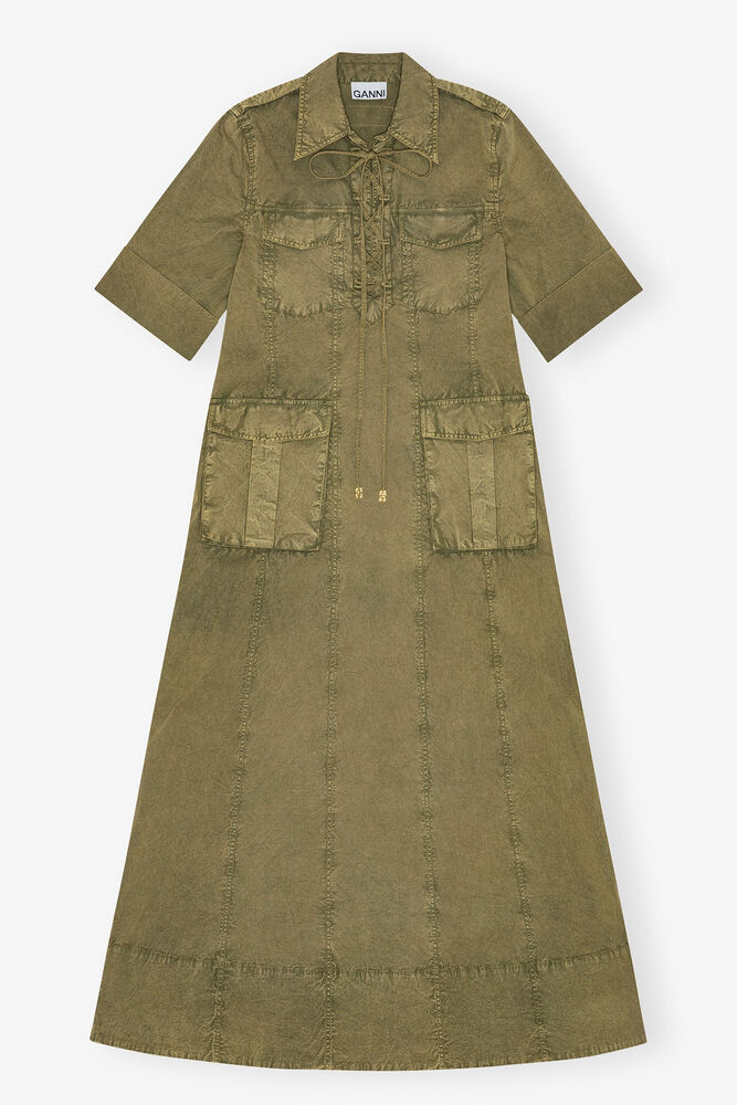 Green Washed Cotton Dress, Boa