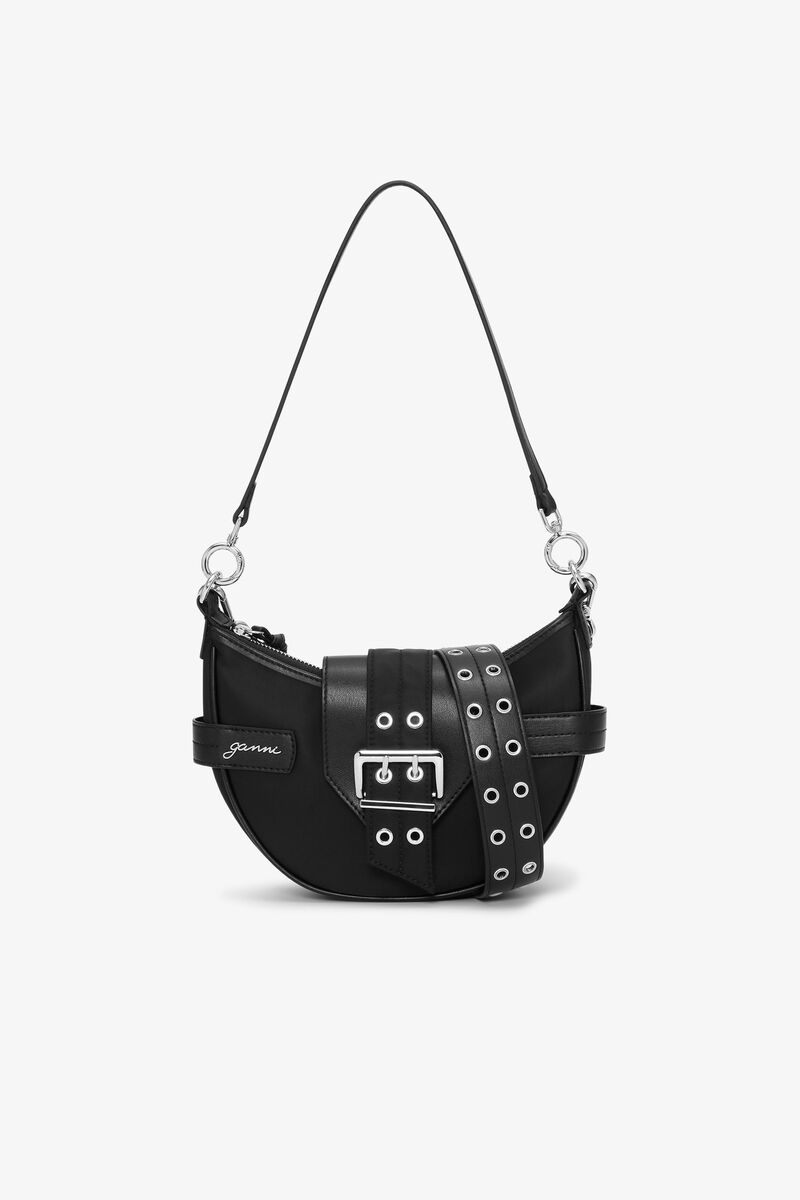 Black Small Bucky Crossbody-veske, Nylon, in colour Black - 1 - GANNI