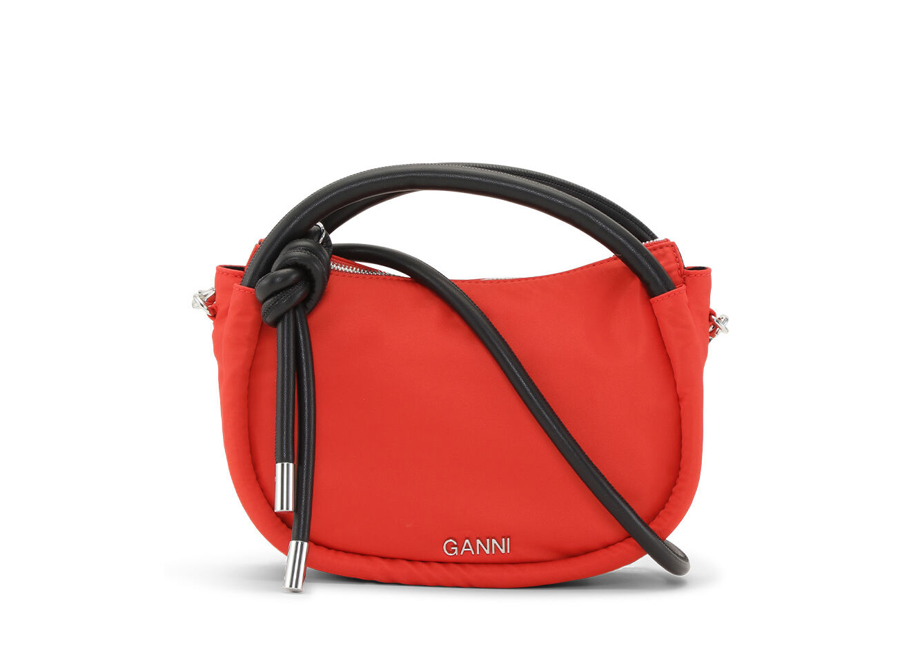 Red Knot Mini Bag, Recycled Leather, in colour Fiery Red - 1 - GANNI