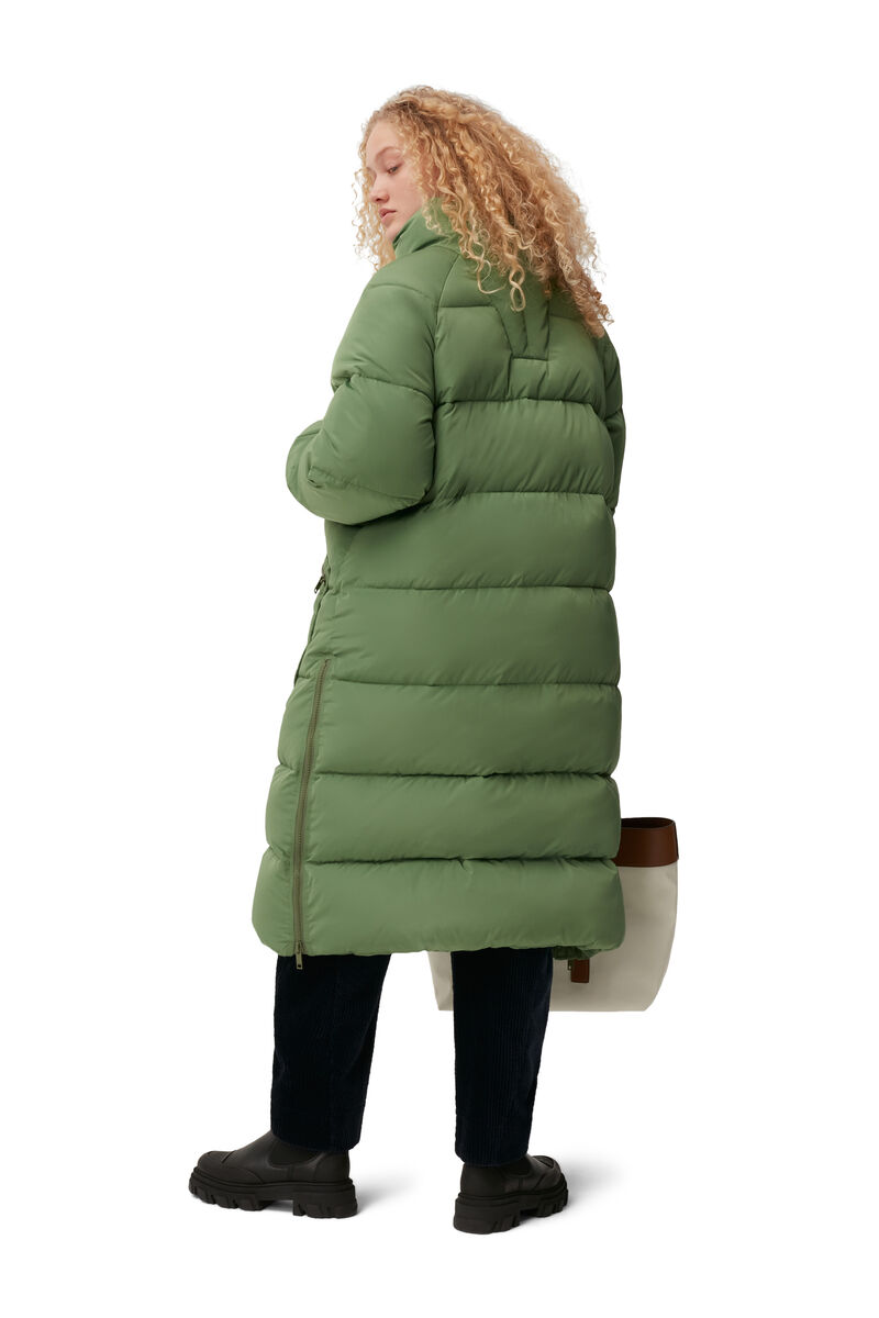 Oversized Tech Puffer Coat, Recycled Polyester, in colour Dill - 2 - GANNI