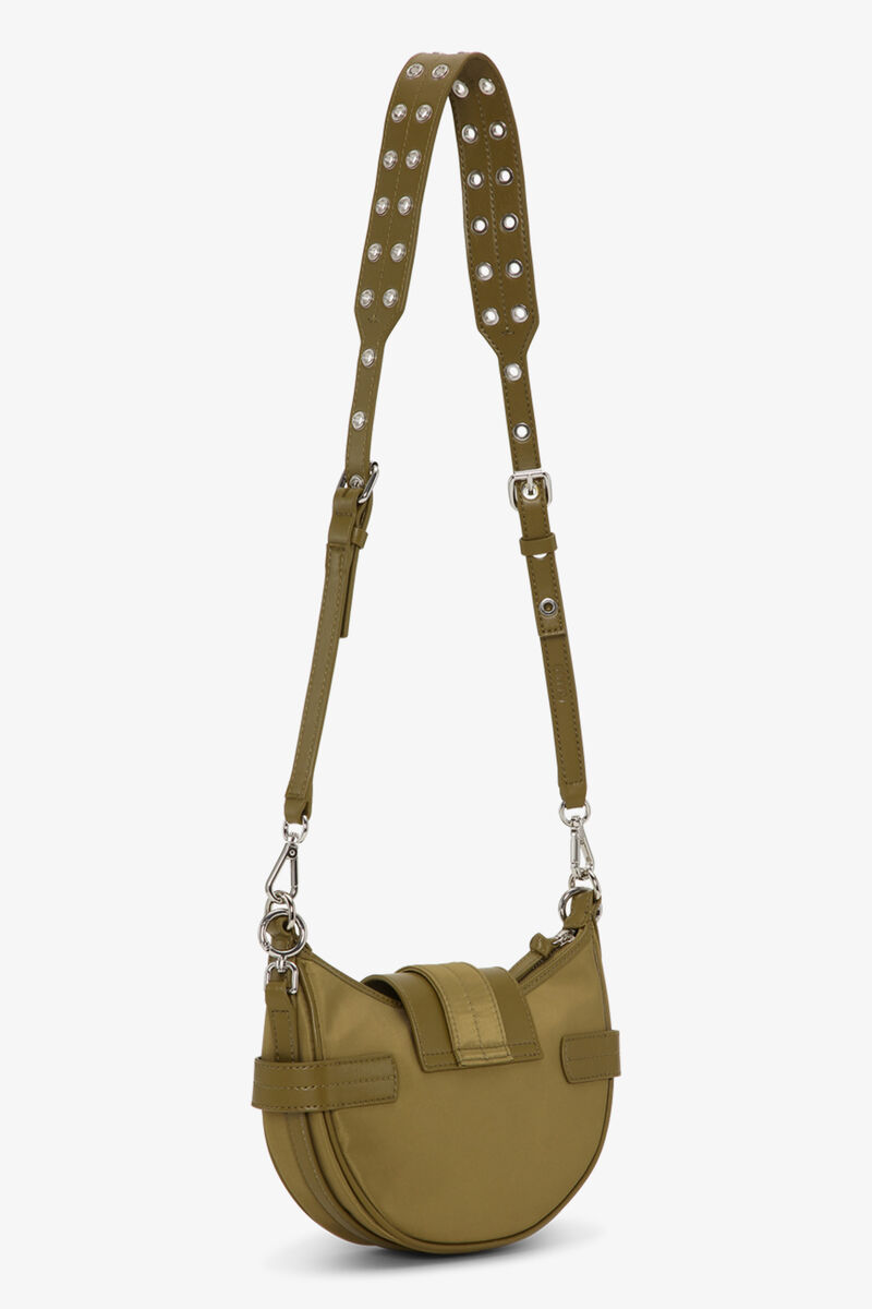 Olive Green Small Bucky Crossbody Bag, Nylon, in colour Military Olive - 2 - GANNI