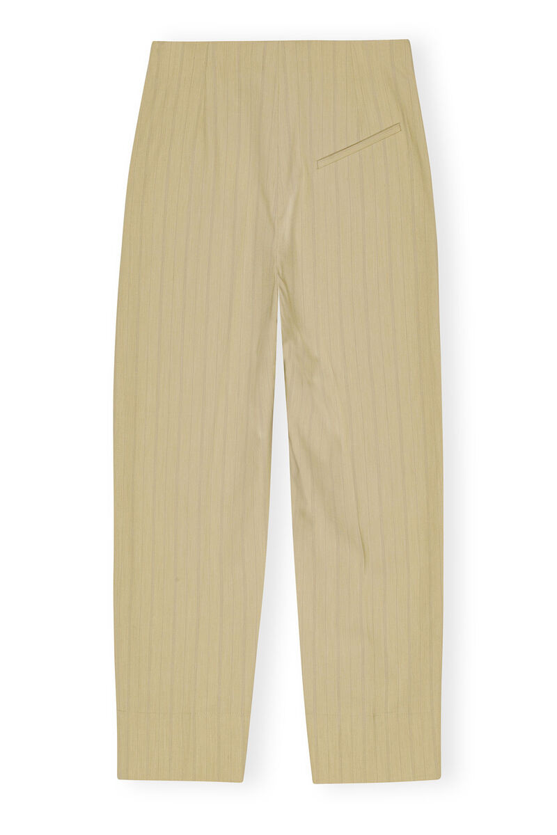 Stripe Suiting High Waist Pants, Elastane, in colour Sahara Sun - 2 - GANNI