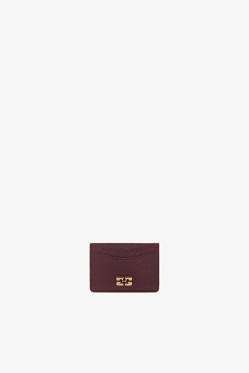 Bou Card Holder in Grained Burgundy, in colour Port Royale - 1 - GANNI