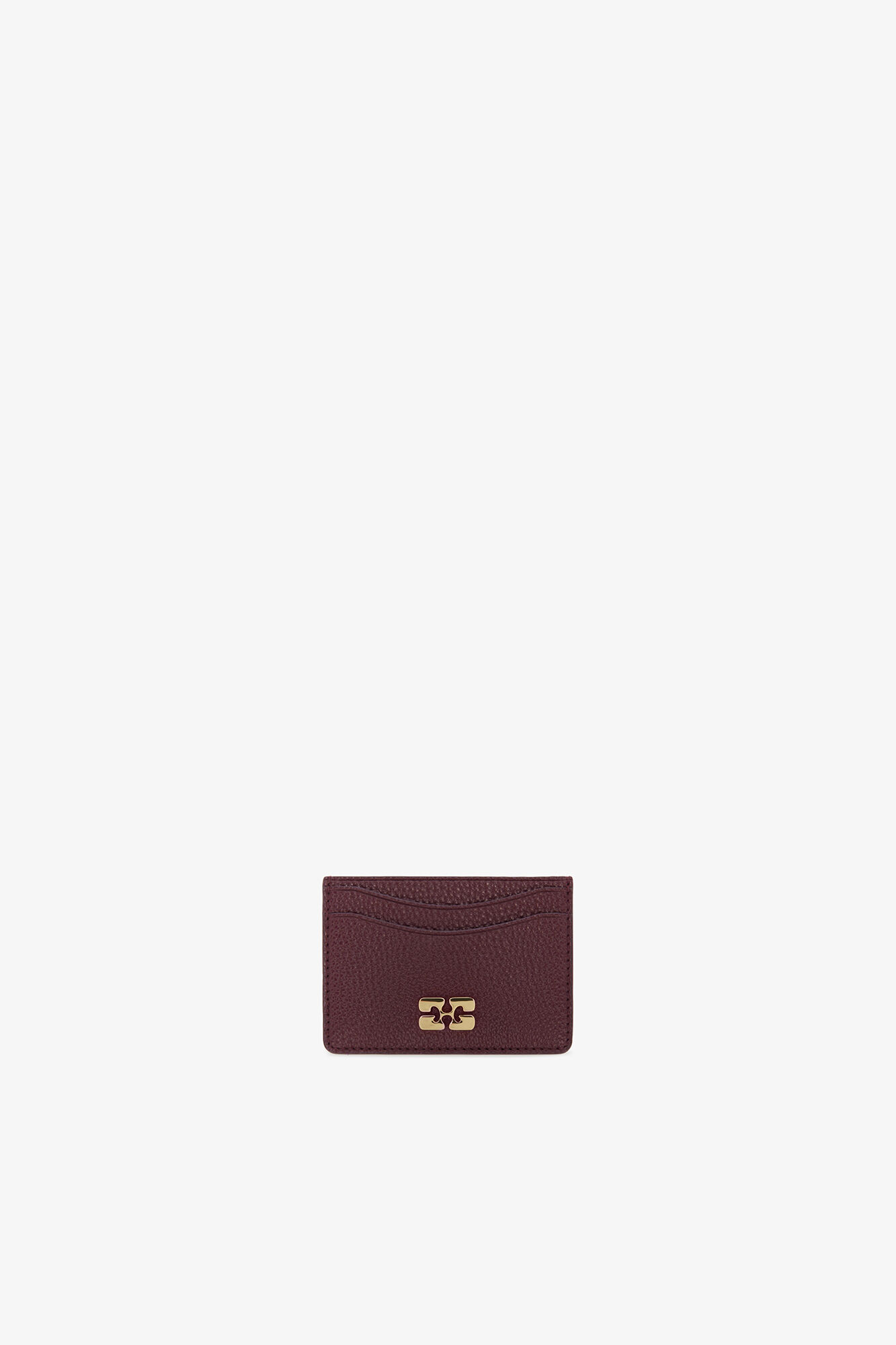 Bou Card Holder in Grained Burgundy, in colour Port Royale - 1 - GANNI