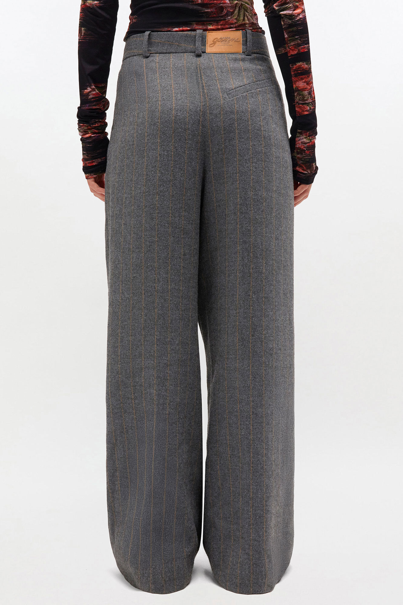 Pewter Grey Stripe Cross-over Pants | GANNI US