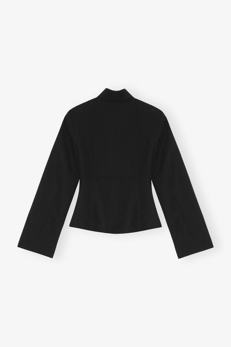 Black Light Twill Suiting Blazer, Recycled Polyester, in colour Black - 2 - GANNI