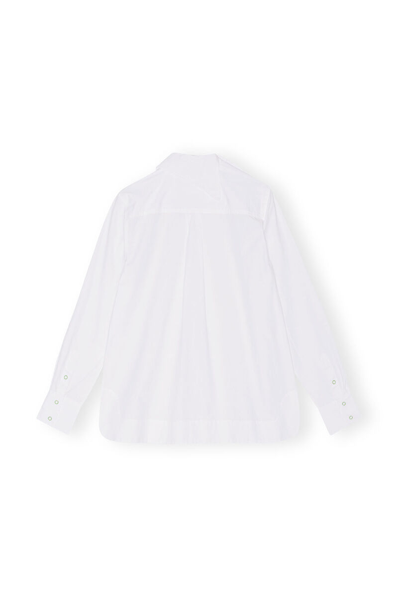 Cotton Poplin Asymmetrical Collar Shirt, Cotton, in colour Bright White - 2 - GANNI