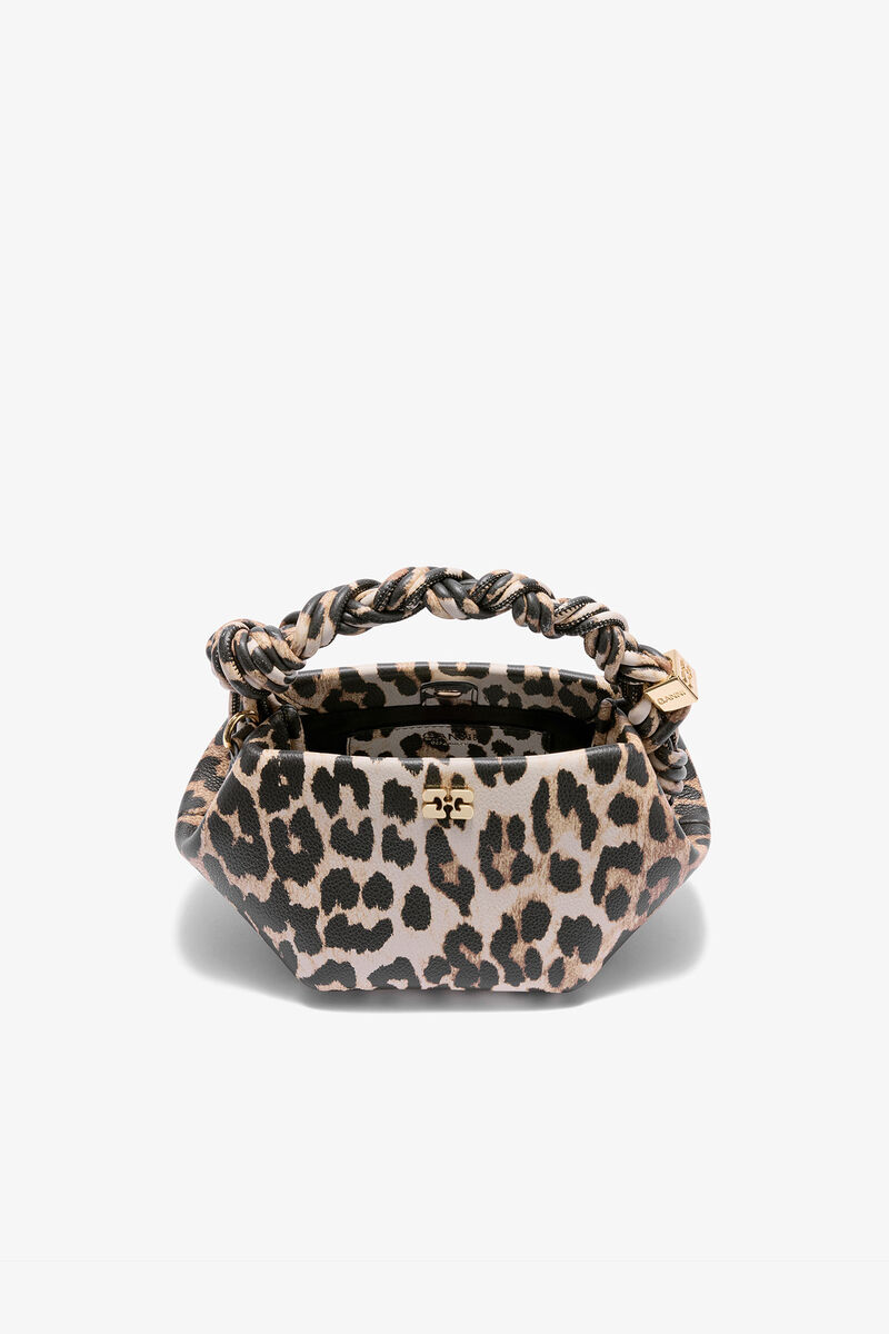 Leopard Grained Mini Bou Bag, in colour Almond Milk - 4 - GANNI