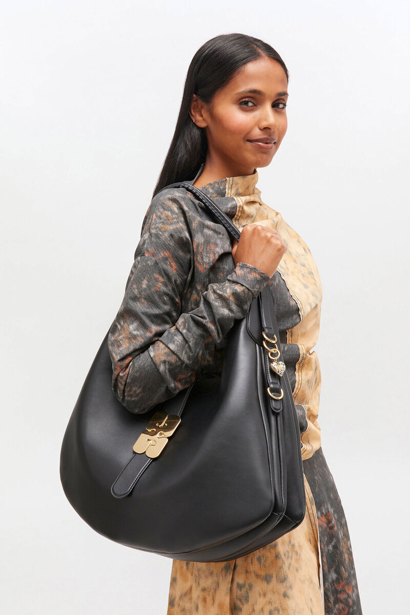 Black Large Kat Bag, Polyester, in colour Black - 4 - GANNI