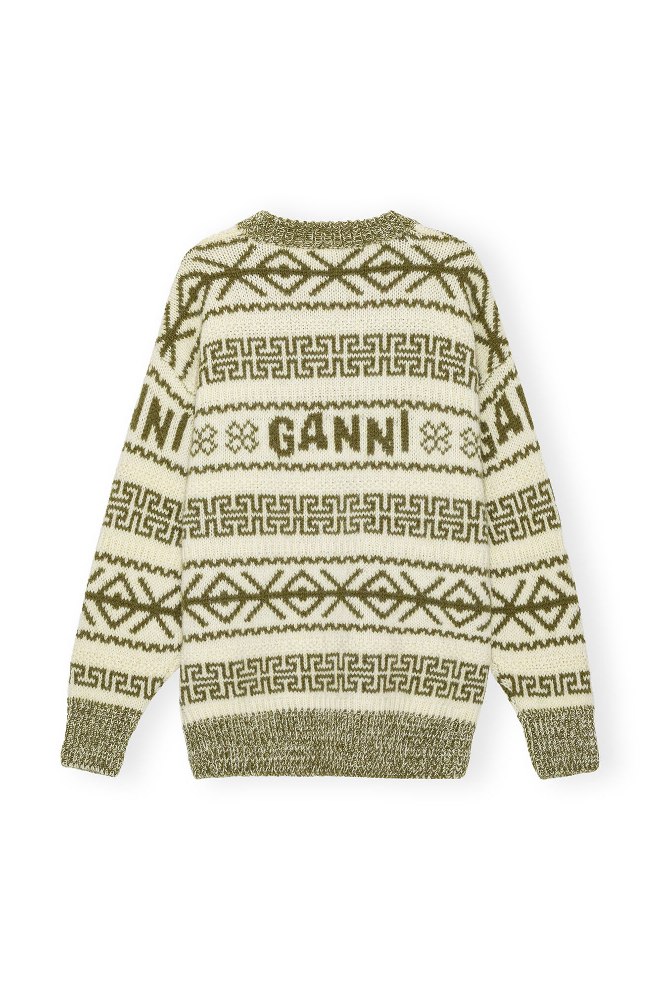 Wool Pullover, Organic Wool, in colour Avocado - 2 - GANNI