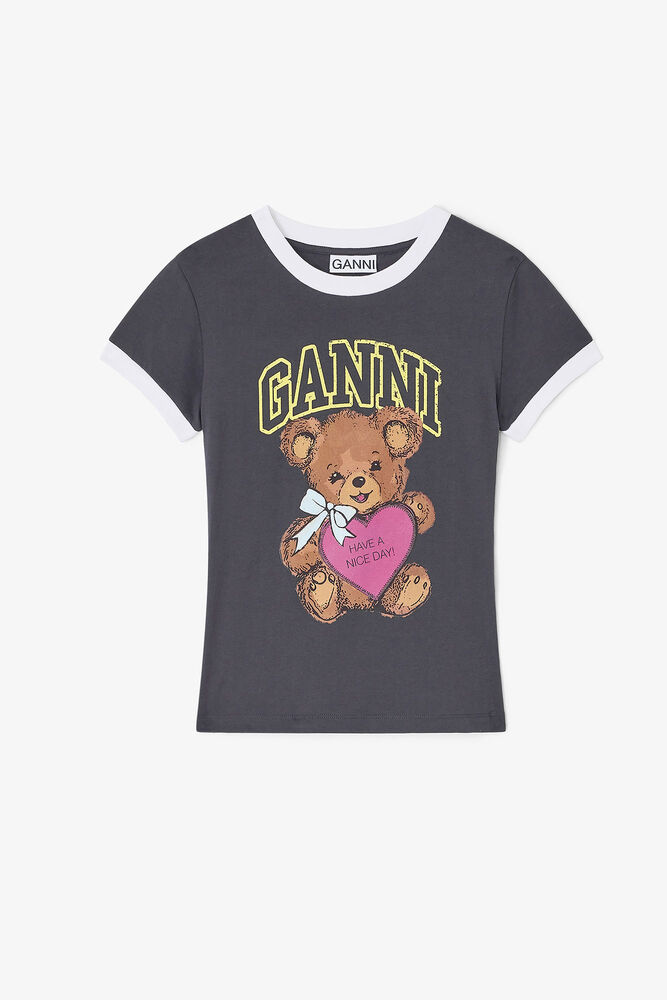 Black Cropped Teddy T-shirt, Phantom