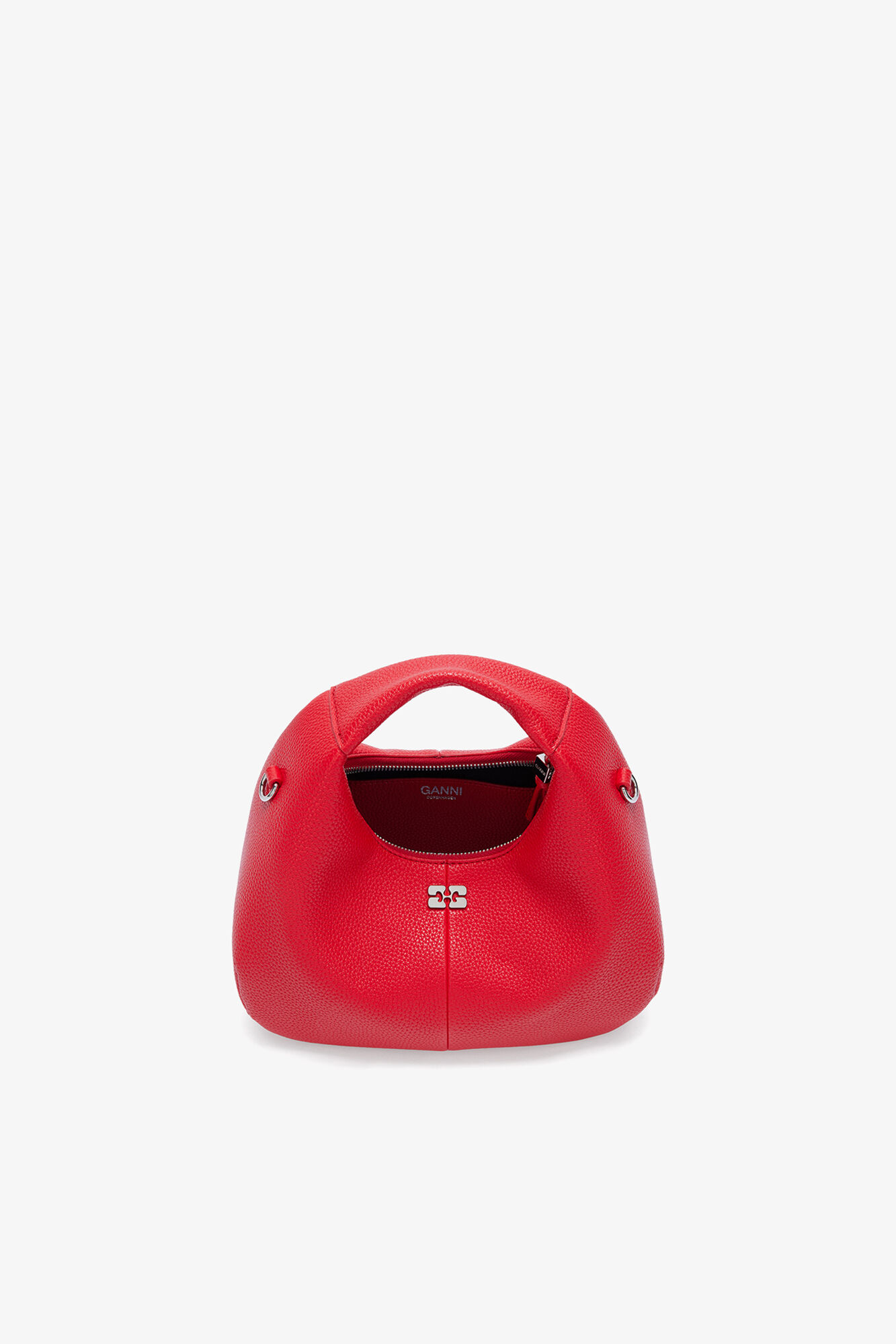 Mini Hobo Bag in Grained Red, Recycled Polyester, in colour Goji Berry - 3 - GANNI