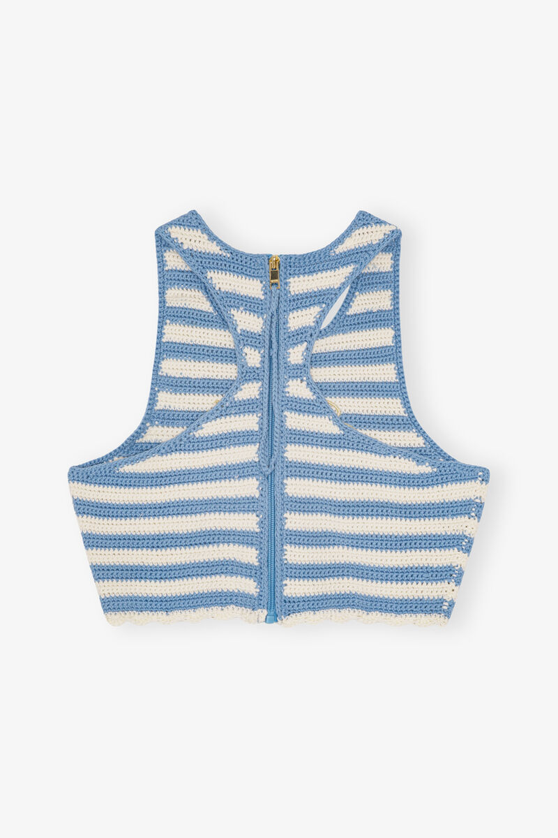 Crochet Racerback Top, Cotton, in colour Glacier Lake - 2 - GANNI
