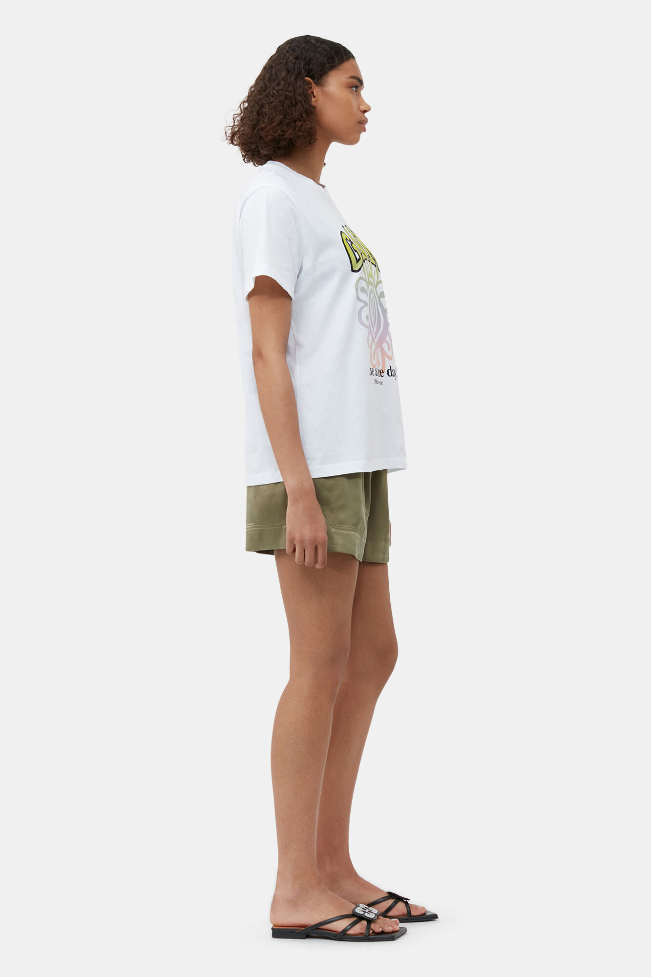 Relaxed Multi Flower T-shirt, Cotton, in colour Bright White - 3 - GANNI