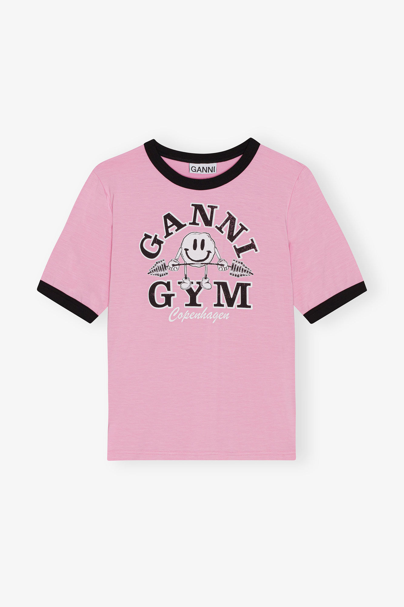 Jersey Gym Fitted T-shirt, Elastane, in colour Bonbon - 1 - GANNI