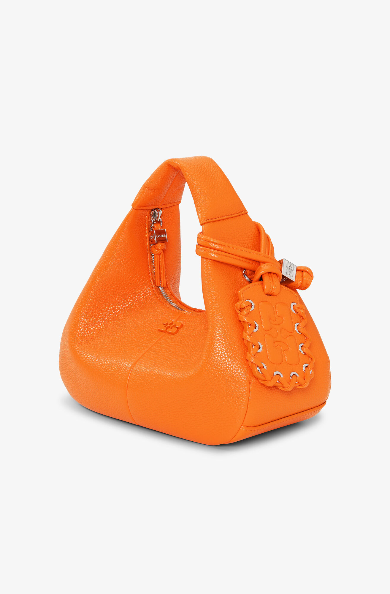 Orange Mini Hobo Bag, Polyurethane, in colour Russet Orange - 2 - GANNI