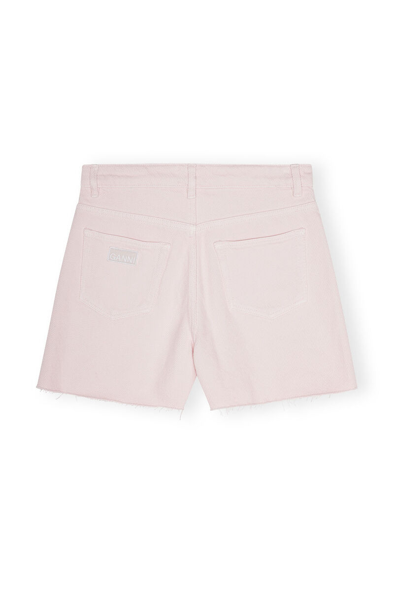 Light Pink Denim Shorts, Cotton, in colour Mauve Chalk - 2 - GANNI