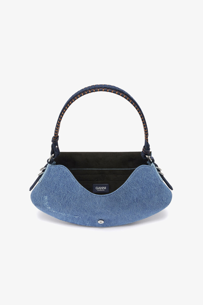 B-Kat taske i denim, Organic Cotton, in colour Mid Blue Vintage - 3 - GANNI
