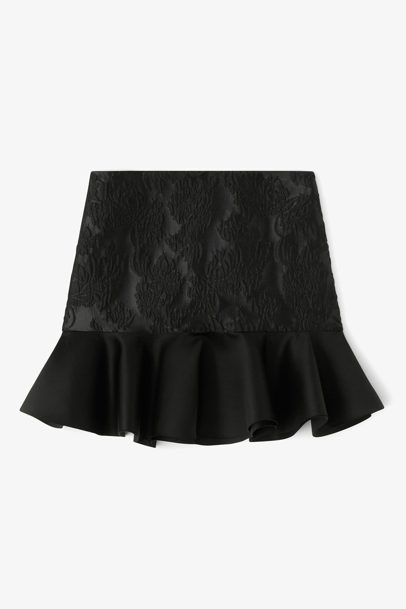 Satin Cloque Mini Skirt, in colour Jet Black - 1 - GANNI