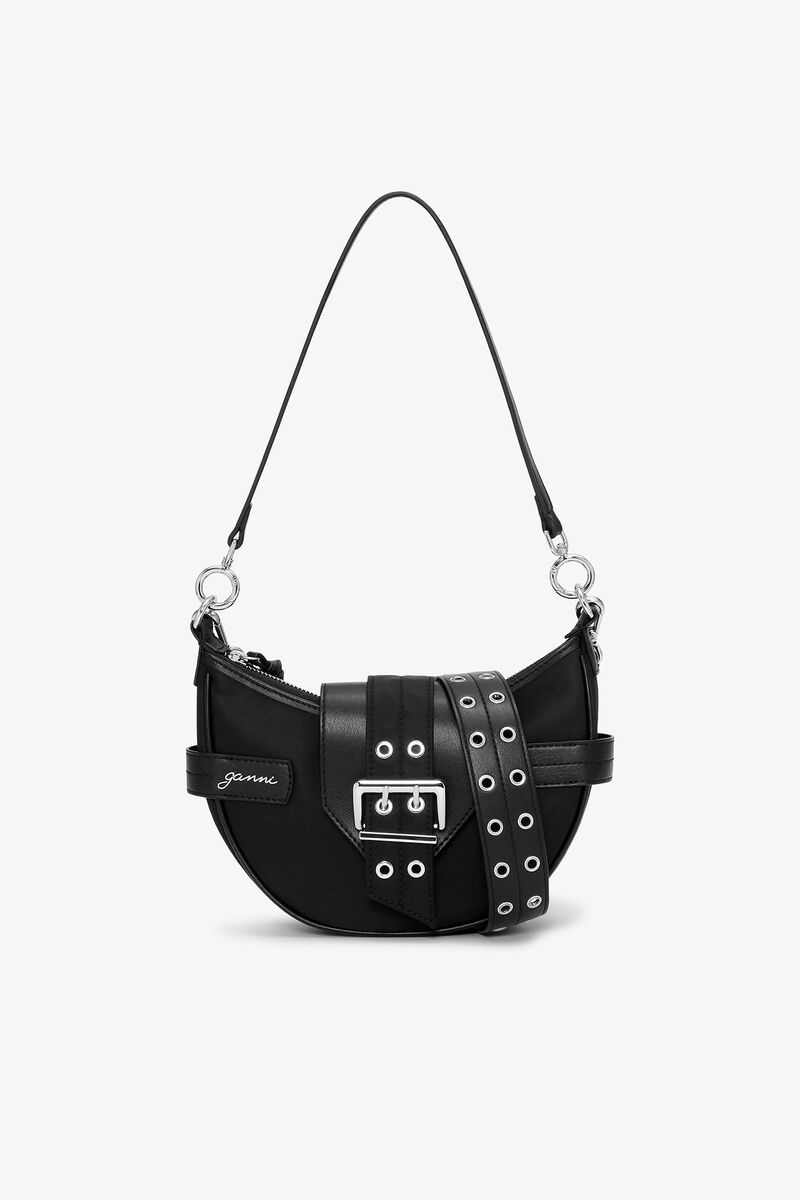 Black Small Bucky Crossbody v&auml;ska, Recycled Nylon, in colour Black - 1 - GANNI