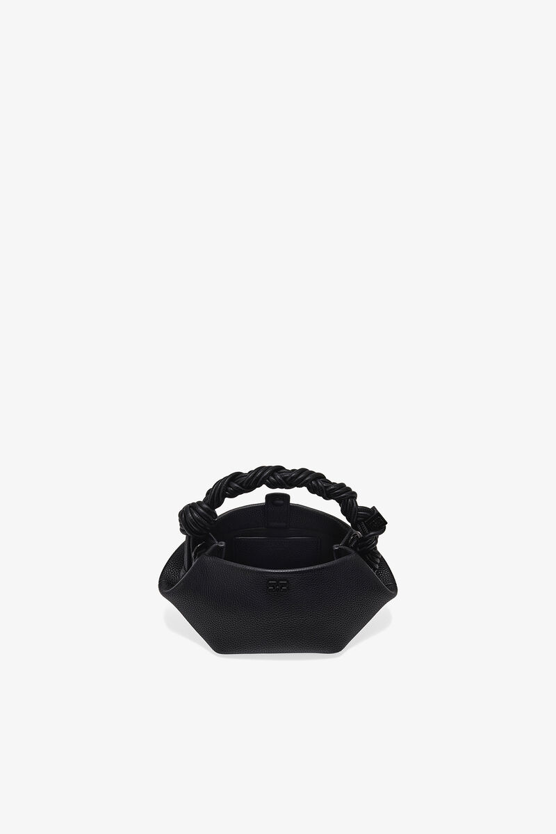 Black Grained Mini Bou Bag, Recycled Polyester, in colour Black - 3 - GANNI