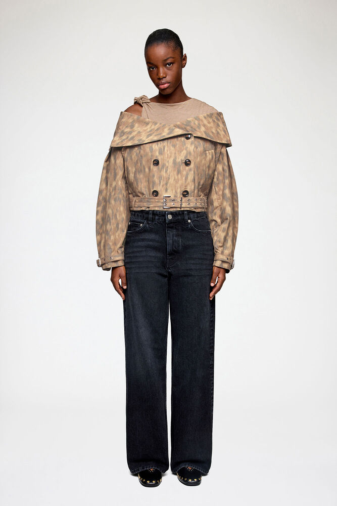 Jacket in Printed Cotton, Burro