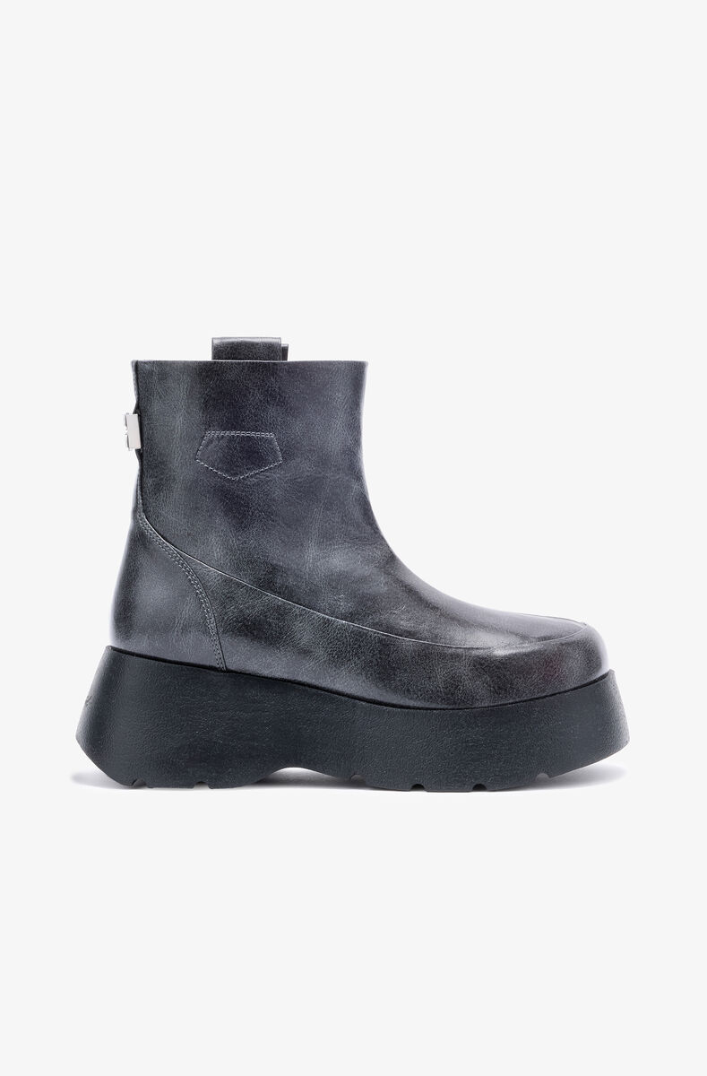Kat Low Boots in Dark Grey, Lyocell, in colour Ebony - 1 - GANNI